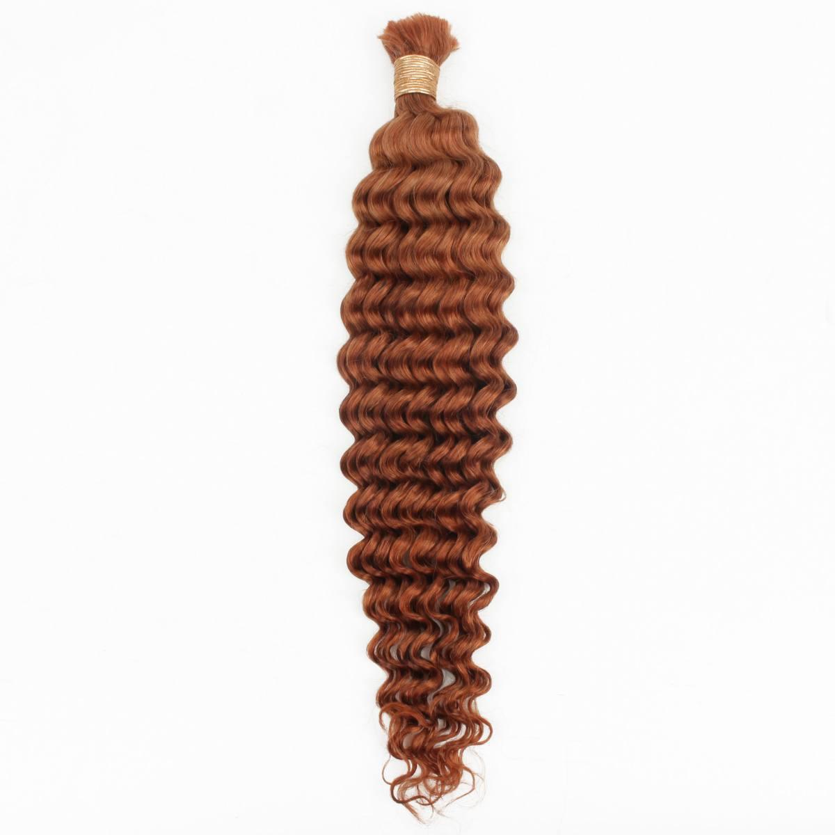 Copper Deep Wave Bulk Human Braiding Hair