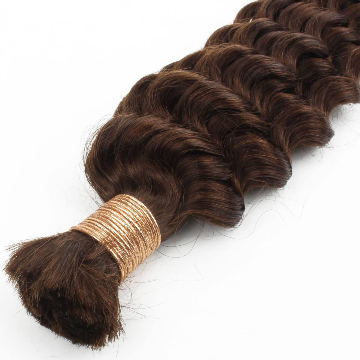 Medium Brown Deep Wave Bulk Human Hair Extensions